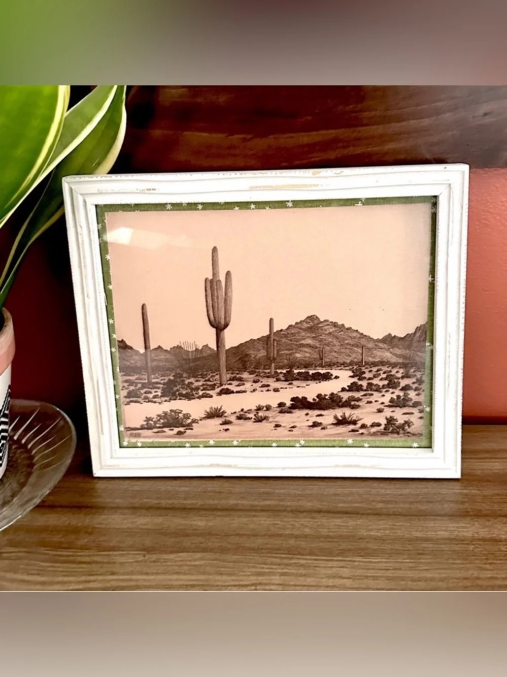 Cactus Neutral Desert Vintage Style Landscape Southwest Canvas Wall Art Print